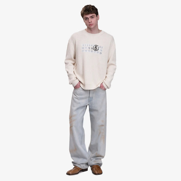 Maison Margiela MM6 Mens Smear Logo Sweater in Cream