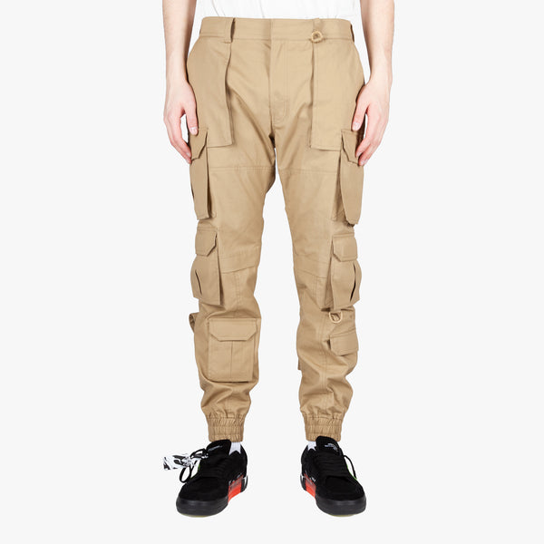 Juun.J Mens Multicargo Pants in Beige