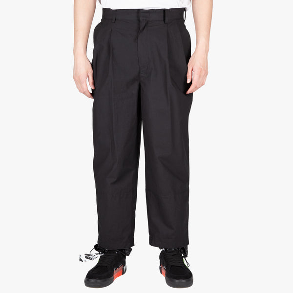 Mens Juun.J Two Tuck Long Wool Pants in Black