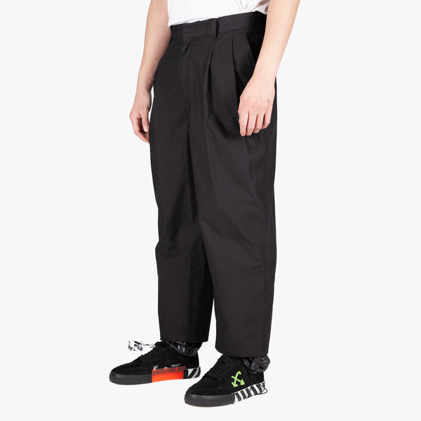 Mens Juun.J Two Tuck Long Wool Pants in Black