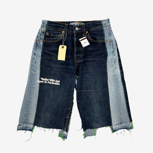 Better with Age Mens Monroe Triple Wide Denim Shorts in Indigo