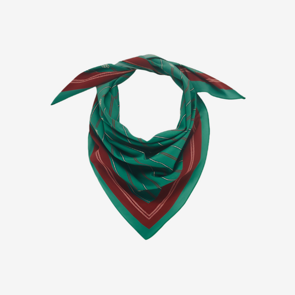 Drôle de Monsieur Unisex Le Foulard Rayé Monogramme in Emerald